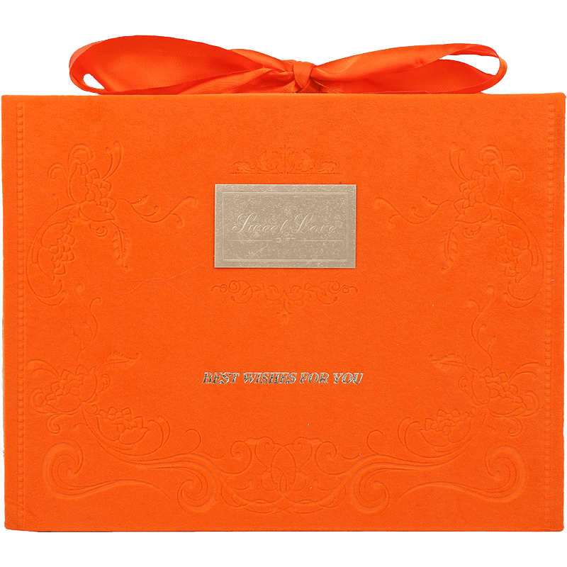 橘色高端丝带定制礼品盒