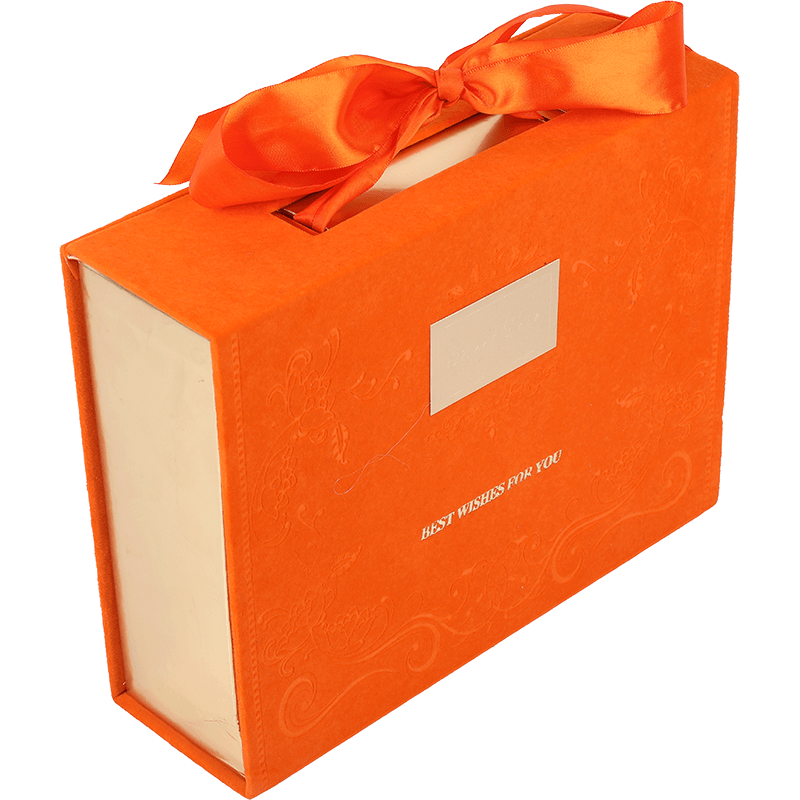 橘色高端丝带定制礼品盒